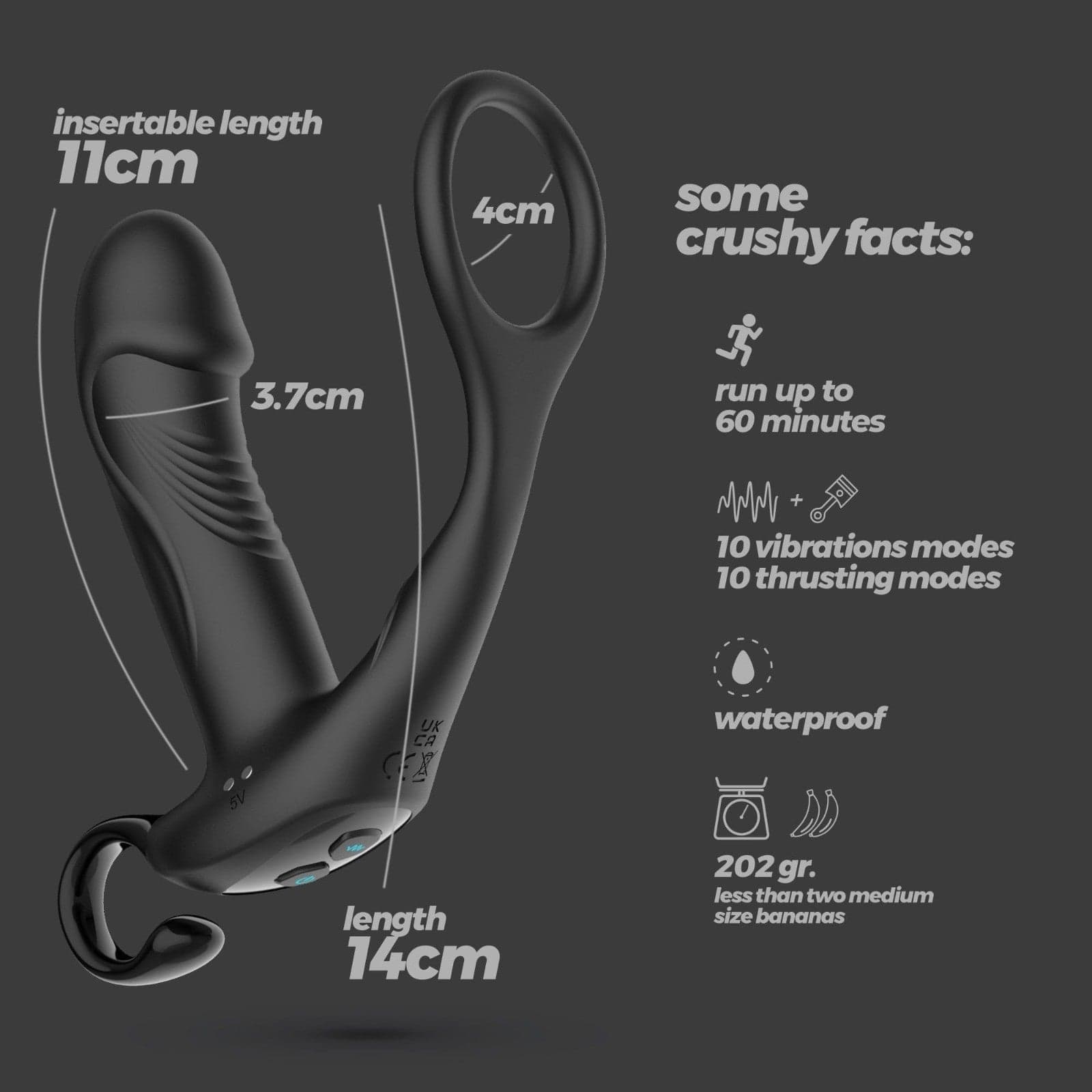 Stimolatore Vibro &amp; Spingo della prostata P spot + cockring nero telecomando in prodotto Erosdom - Palmi, commercioVirtuoso.it