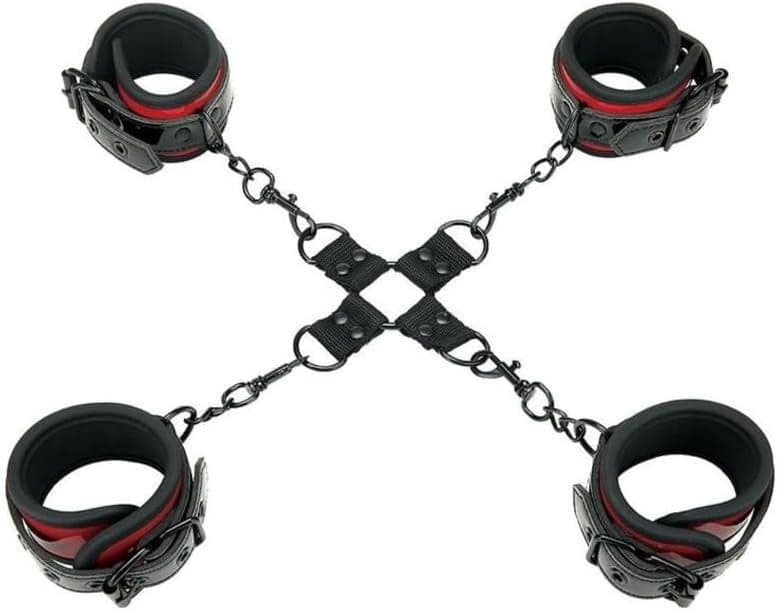 Premium WhipSmart Heartbreaker Hogtie bondage 4 polsiere incrociate nero rosso in prodotto Erosdom - Palmi, commercioVirtuoso.it