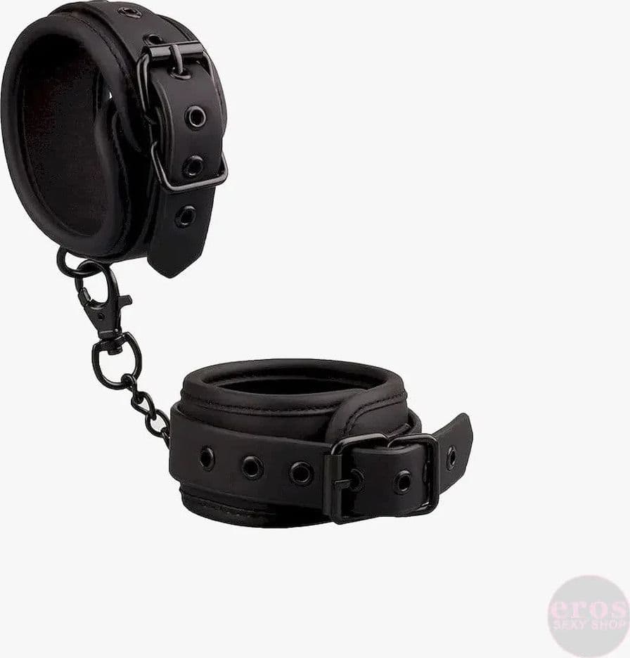Black Shadow cavigliere bondage vegano nere imbottite catena BDSM fetish in prodotto Erosdom - Palmi, commercioVirtuoso.it