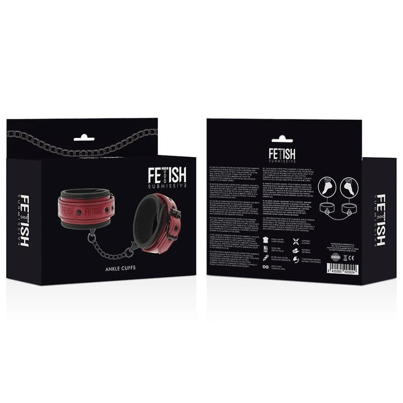 Fetish Premium submissive cavigliere bondage vegano rosse imbottite BDSM fetish in prodotto Erosdom - Palmi, commercioVirtuoso.it