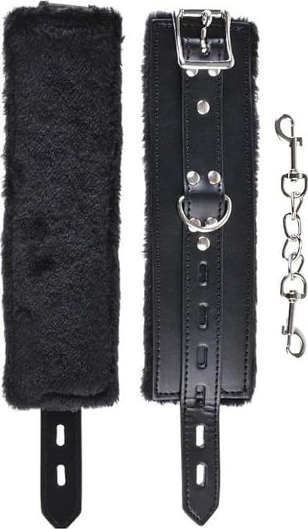 Fetish fantsies series cumfy cuffs manette con peluche nere bondage classiche in prodotto Erosdom - Palmi, commercioVirtuoso.it