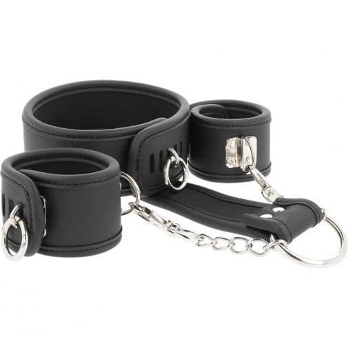 Fetish Submissive Collare con manette polsi collegate (posizione controllata in prodotto Erosdom - Palmi, commercioVirtuoso.it