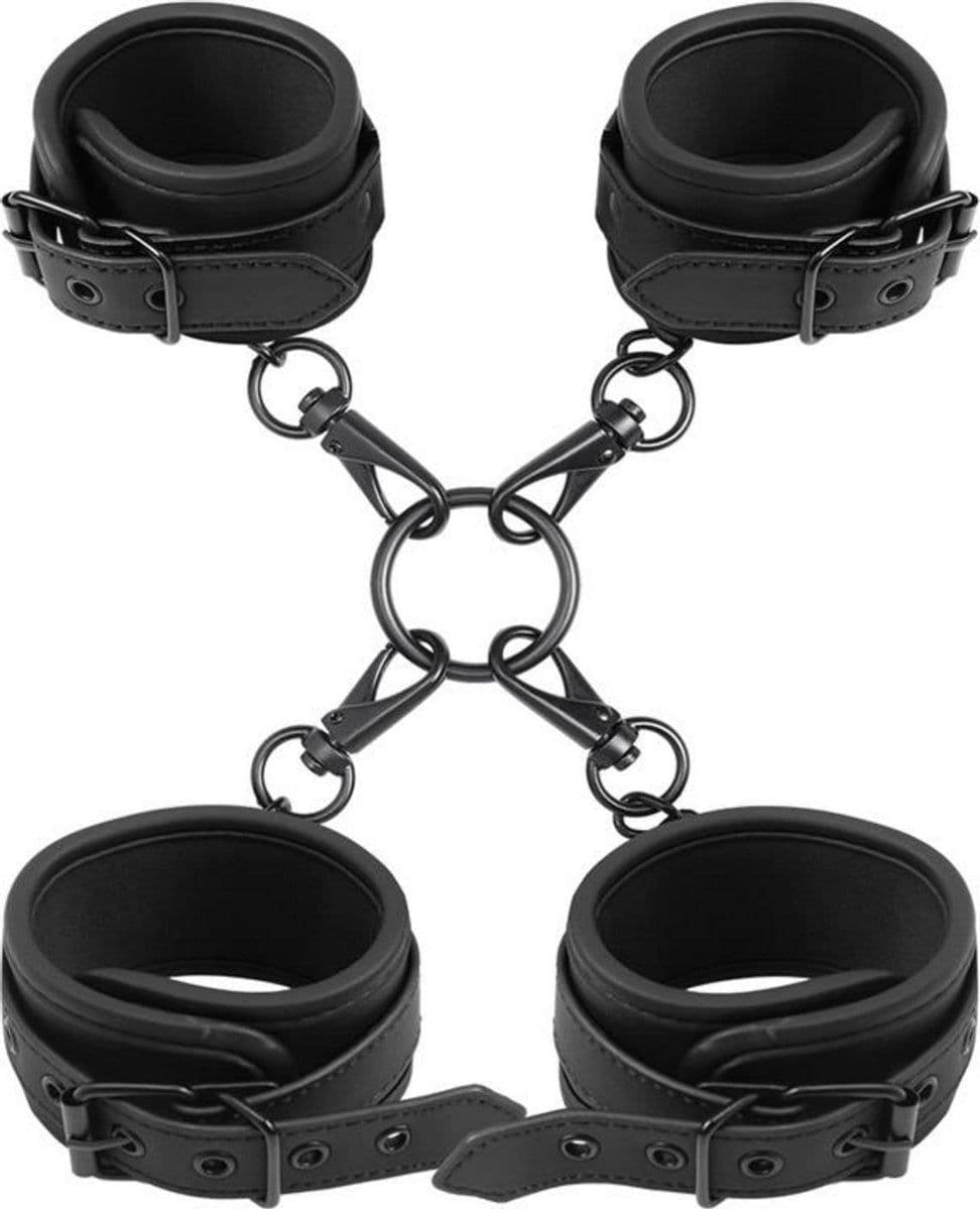 Black Shadow Set manette per polsi e cavigliere bondage imbottite per BDSM in prodotto Erosdom - Palmi, commercioVirtuoso.it