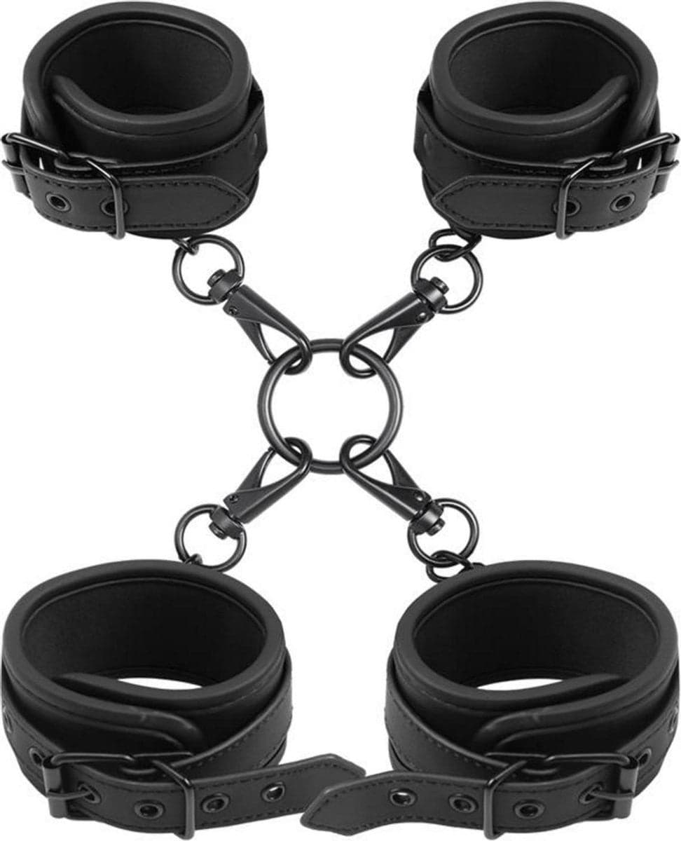 Black Shadow Set manette per polsi e cavigliere bondage imbottite per BDSM in prodotto Erosdom - Palmi, commercioVirtuoso.it