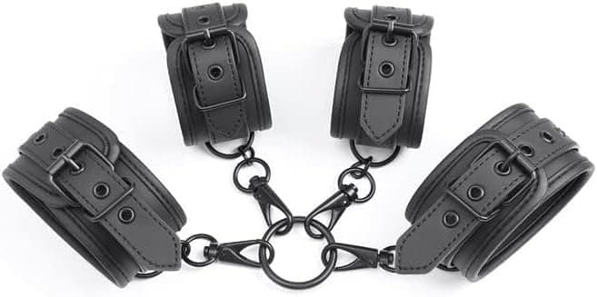 Black Shadow Set manette per polsi e cavigliere bondage imbottite per BDSM in prodotto Erosdom - Palmi, commercioVirtuoso.it