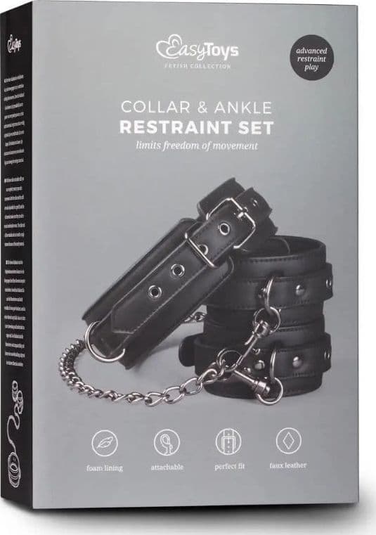 Premium set collare + manette per caviglie catena 80 cm per bondage fetish BDSM in prodotto Erosdom - Palmi, commercioVirtuoso.it