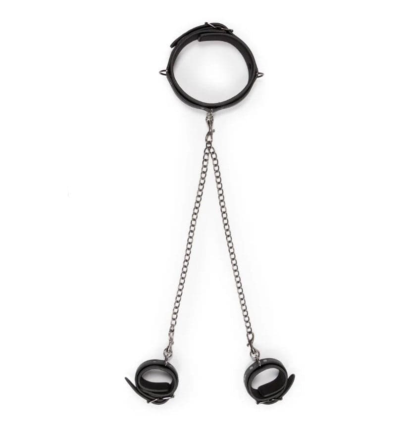 Premium set collare + manette per caviglie catena 80 cm per bondage fetish BDSM in prodotto Erosdom - Palmi, commercioVirtuoso.it