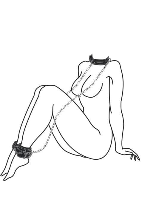 Premium set collare + manette per caviglie catena 80 cm per bondage fetish BDSM in prodotto Erosdom - Palmi, commercioVirtuoso.it