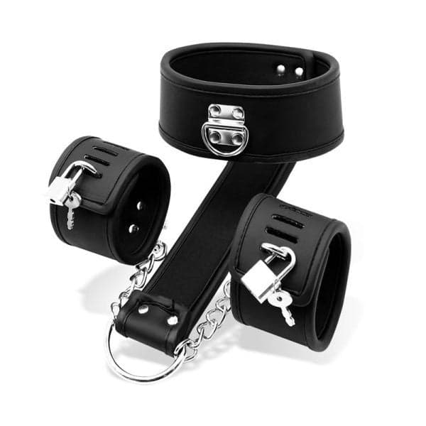 Intoyou collare bondage con manette ai polsi imbottite regolabile fetish in prodotto Erosdom - Palmi, commercioVirtuoso.it