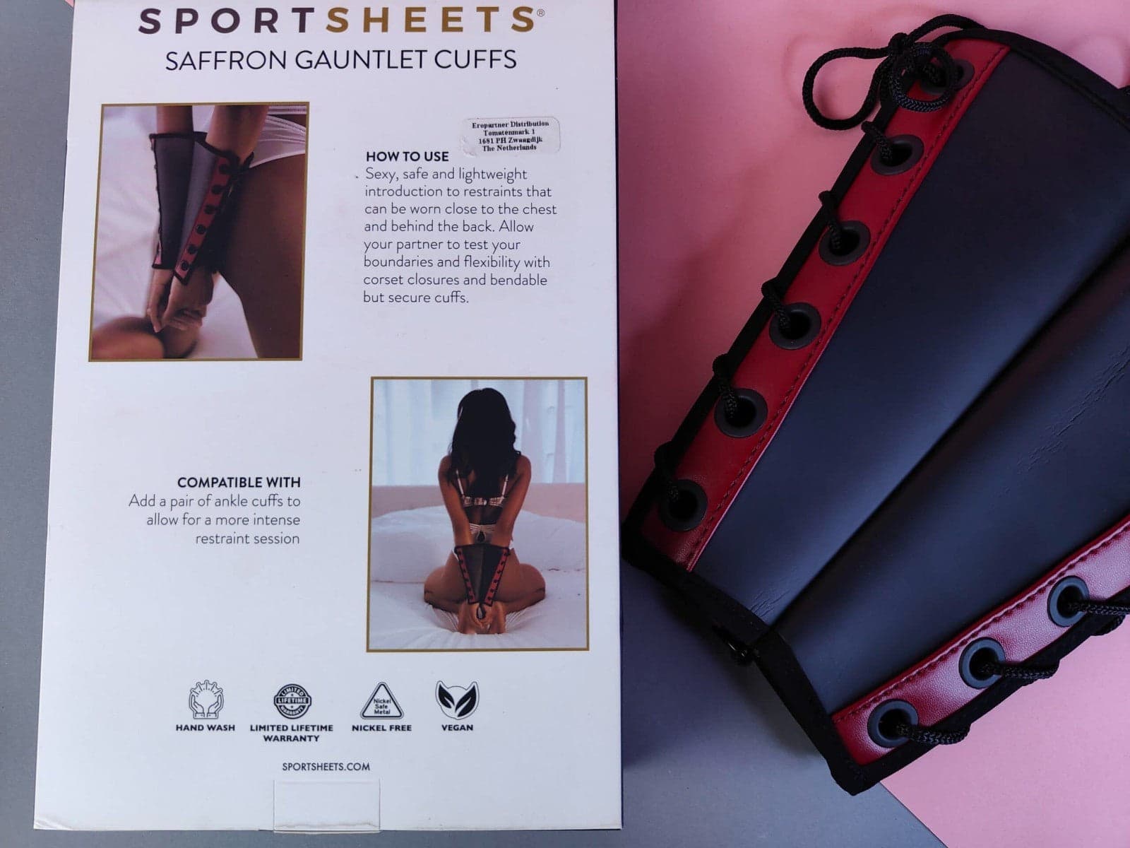 Sportsheets Saffron Cuffs Polsini “gauntlet” regolabili bondage BDSM fetish in prodotto Erosdom - Palmi, commercioVirtuoso.it