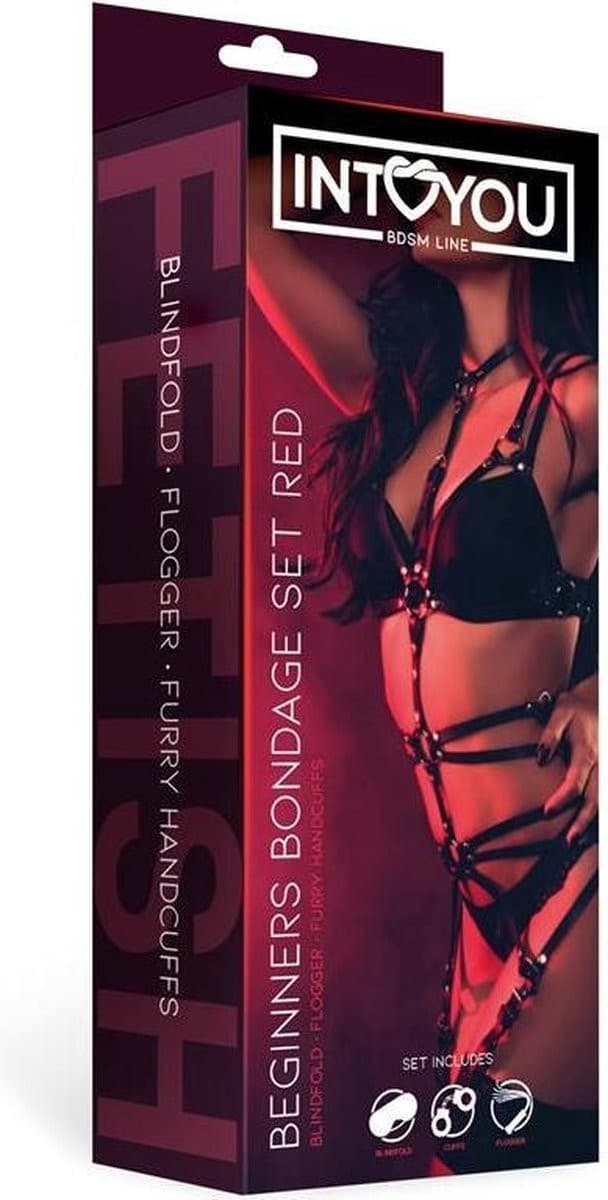 Set Bondage rosso maschera frustino e manette per giochi fetish bondage BDSM kit in prodotto Erosdom - Palmi, commercioVirtuoso.it