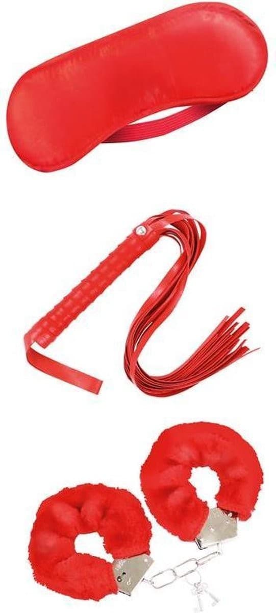 Set Bondage rosso maschera frustino e manette per giochi fetish bondage BDSM kit in prodotto Erosdom - Palmi, commercioVirtuoso.it