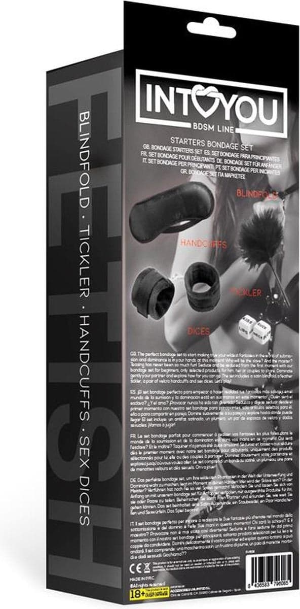 Set Bondage Nero Mashera manette piumino dadi fetish bondage BDSM kit in prodotto Erosdom - Palmi, commercioVirtuoso.it