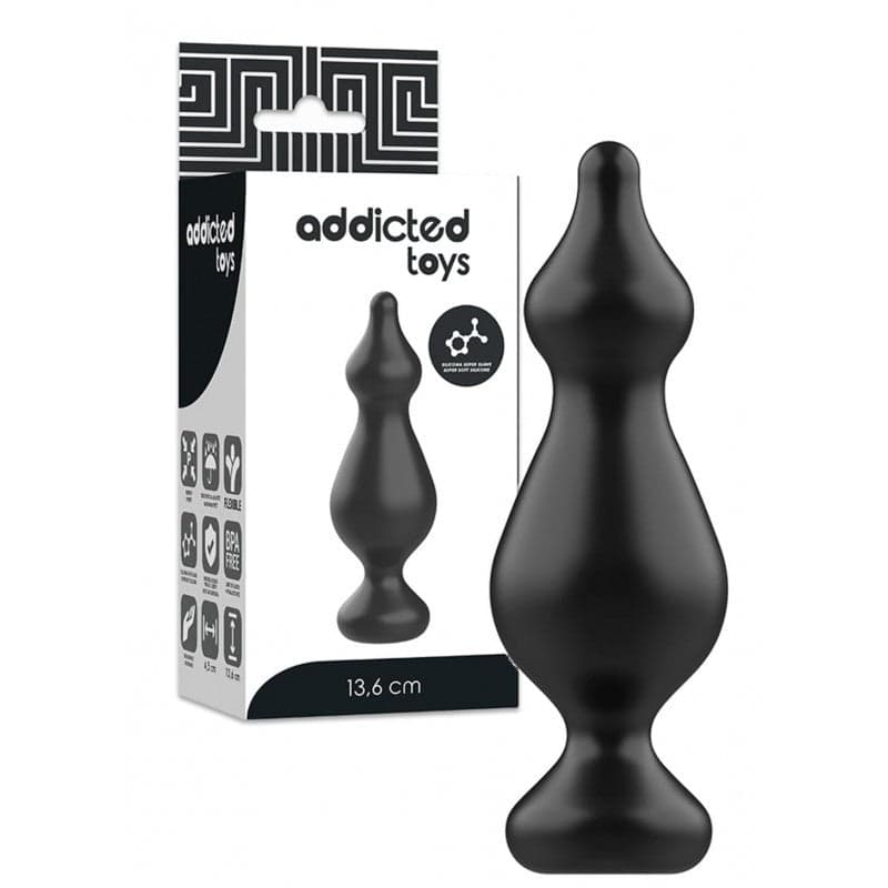 Plug anale 13,6 cm Progressivo nero silicone soft touch medicale giochi anali in prodotto Erosdom - Palmi, commercioVirtuoso.it