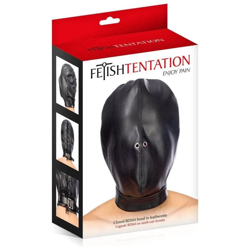 Maschera pelle pu Pain Closed Hood BDSM Dominazione Privazione Sensoriale nero in prodotto Erosdom - Palmi, commercioVirtuoso.it
