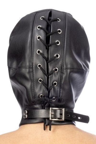 Maschera pelle pu Pain Closed Hood BDSM Dominazione Privazione Sensoriale nero in prodotto Erosdom - Palmi, commercioVirtuoso.it
