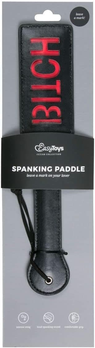 Sculacciatore Premium Spanking SLUT nero 32 pelle fetish bondage BDSM sadomaso
