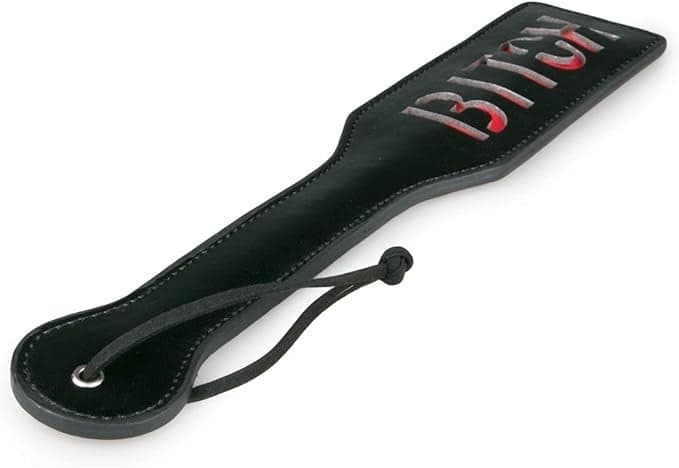 Sculacciatore Premium Spanking SLUT nero 32 pelle fetish bondage BDSM sadomaso in prodotto Erosdom - Palmi, commercioVirtuoso.it
