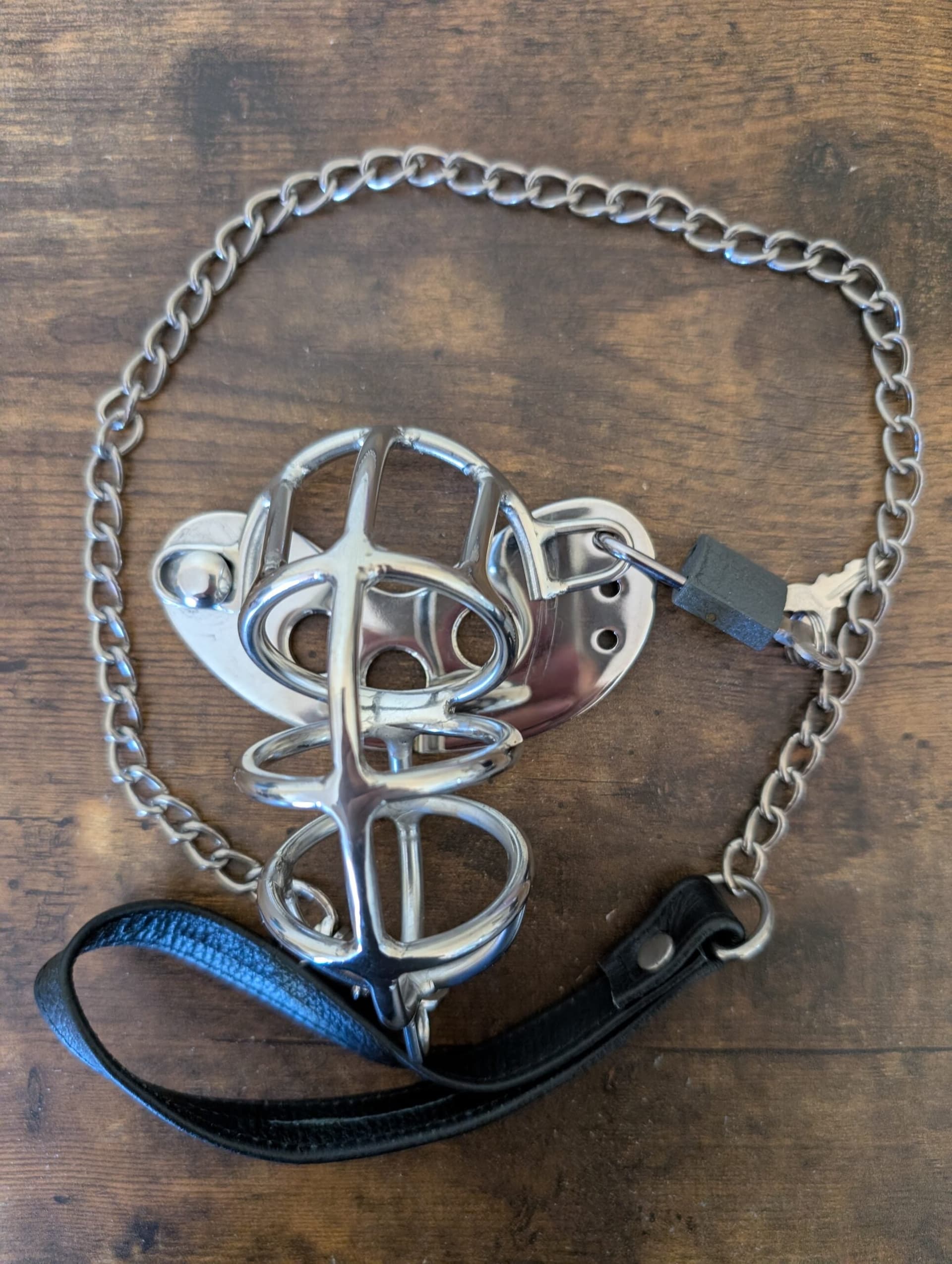 Gabbia pene con guinzaglio cintura di castità in acciaio pesante Ultimate BDSM in prodotto Erosdom - Palmi, commercioVirtuoso.it