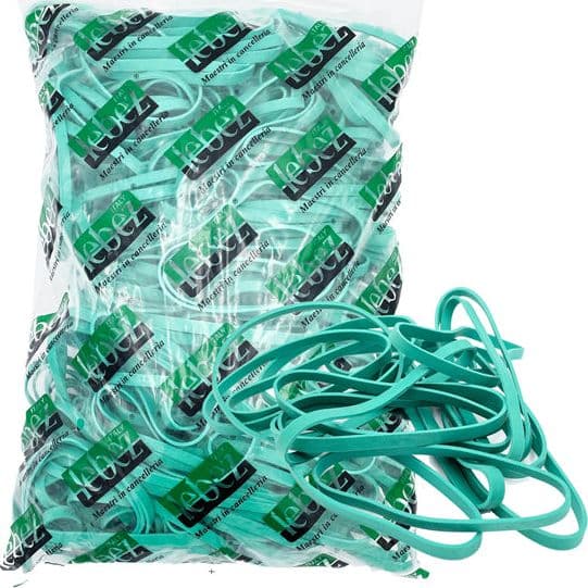 Elastico fettuccia in gomma verde D150 T8 in sacchetto da 1KG Lebez