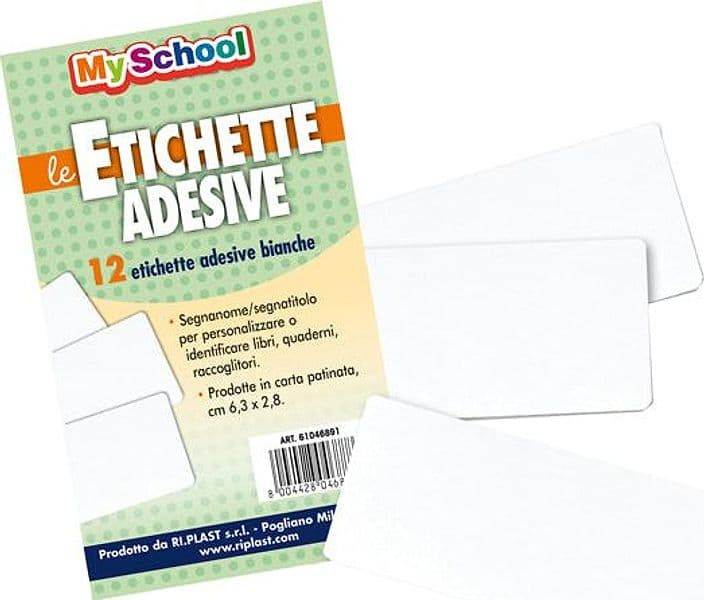Bustina 12 etichette segnanomi 6,3x2,8cm bianco Ri.Plast