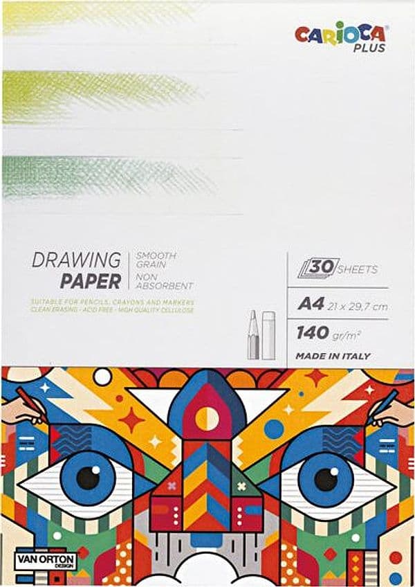 Album disegno matita 30 fogli carta 140gr f.to A4 Carioca Plus