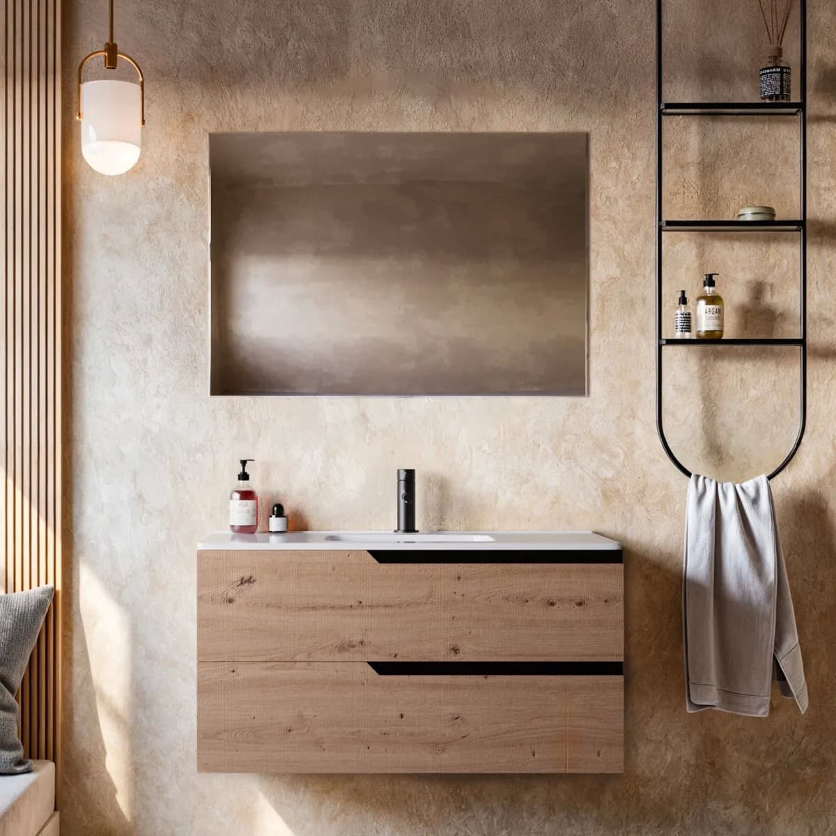 Mobile bagno sospeso in porcellana color bianco in Mobiletti con lavabo StileBagno - Roma, commercioVirtuoso.it