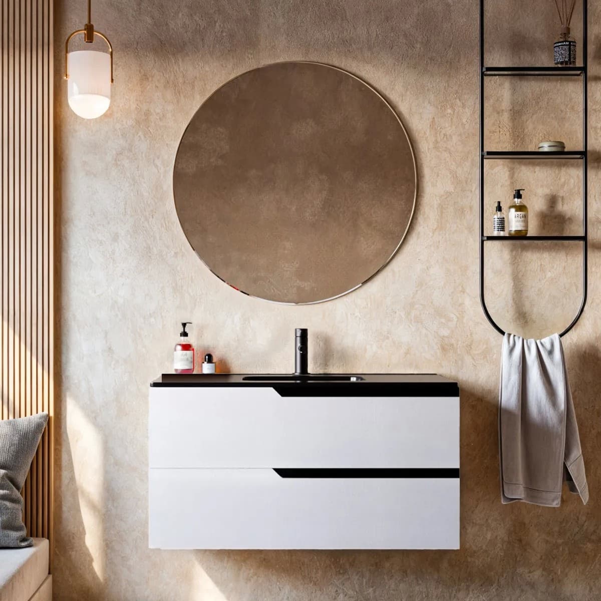 Mobile bagno sospeso in porcellana color bianco in Mobiletti con lavabo StileBagno - Roma, commercioVirtuoso.it