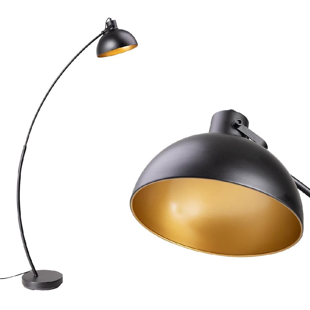 Piantana Industrial ad Arco Nero Oro Lampada da Terra Metallo Verniciato H163cm in Lampade da terra Danyx - Casoria, commercioVirtuoso.it