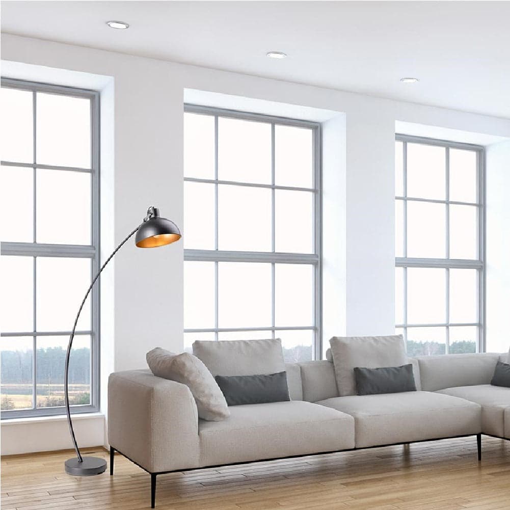 Piantana Industrial ad Arco Nero Oro Lampada da Terra Metallo Verniciato H163cm in Lampade da terra Danyx - Casoria, commercioVirtuoso.it