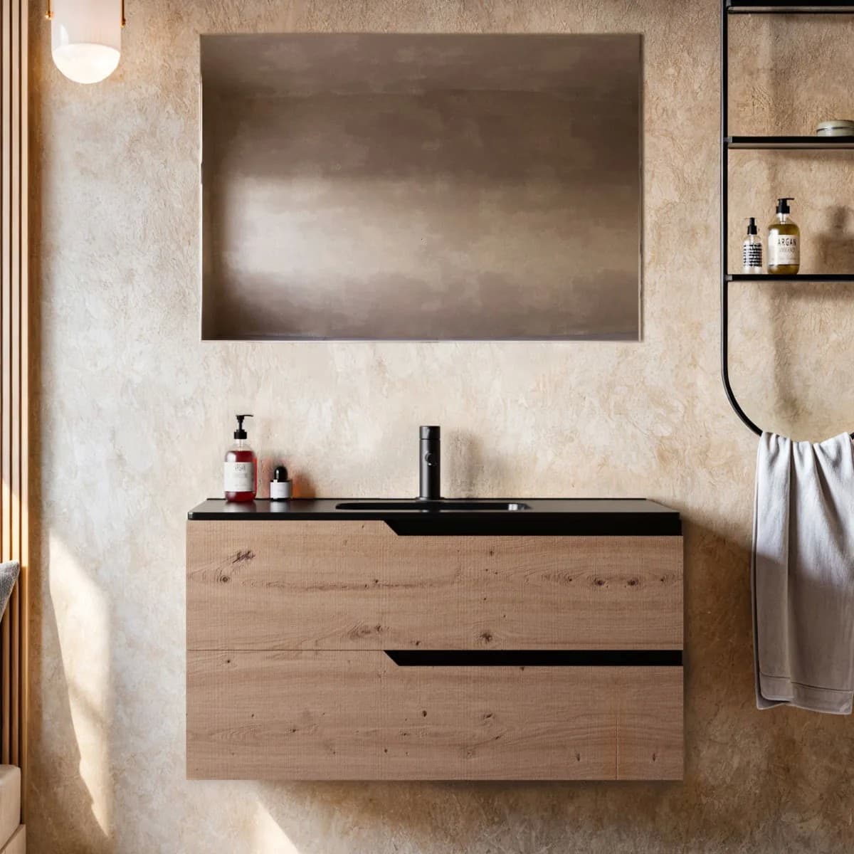 Mobile bagno sospeso in porcellana color bianco in Mobiletti con lavabo StileBagno - Roma, commercioVirtuoso.it