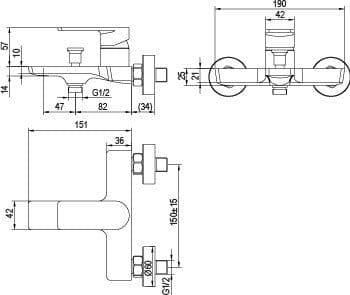 Rubinetto miscelatore vasca design moderno