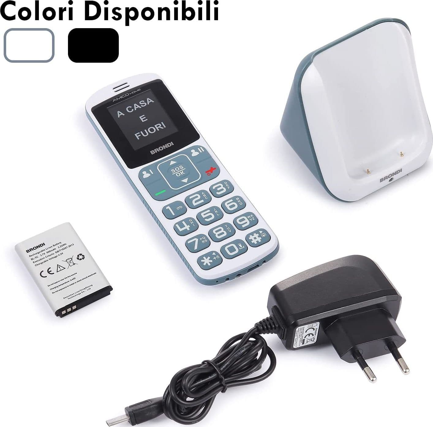 brondi amico home telefono cellulare tasti grandi  bianco / grigio in Cellulari e Smartphone Tropposmart.it - Genova, commercioVirtuoso.it