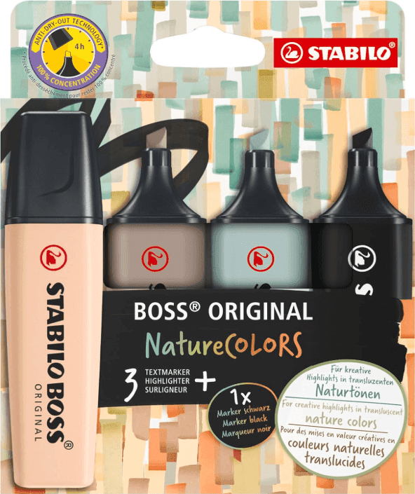 Stabilo - Evidenziatore Boss Original Nature Colors Astuccio con 4 colori (70/4-2-5)