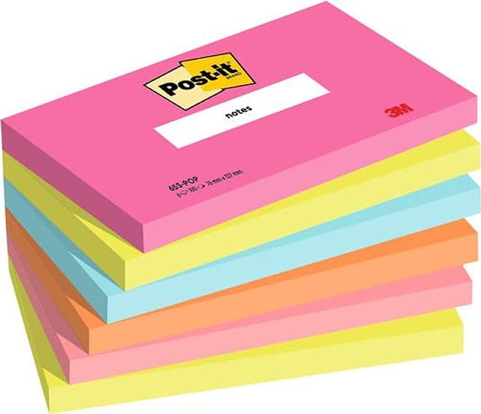 Cf. 6pz blocco 100fg. Post-itÂ® Notes 76x127mm 655-POP Popmistic