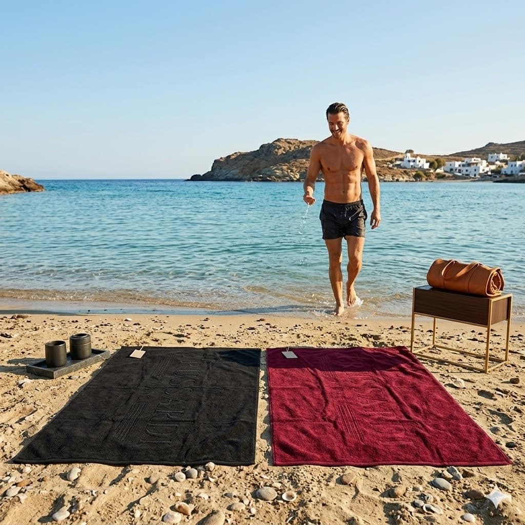 Telo Mare Trussardi Home Logo 2026 - Spugna Jacquard in Puro Cotone in prodotto Anastasi - Marsala, commercioVirtuoso.it