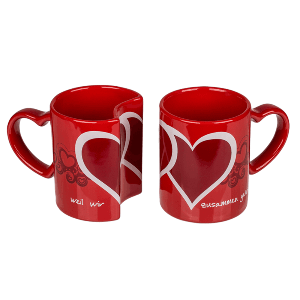 due tazze rosse a incastro con cuore per coppia di innamorati in Giostrine da soffitto Kondorama - Martinsicuro, commercioVirtuoso.it