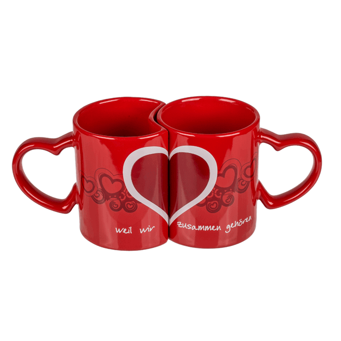 due tazze rosse a incastro con cuore per coppia di innamorati in Giostrine da soffitto Kondorama - Martinsicuro, commercioVirtuoso.it