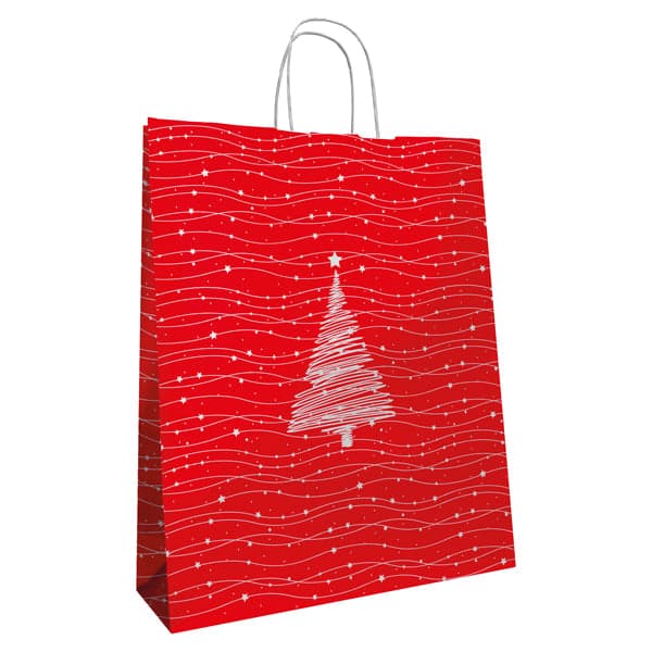 Blister 25 Shopper In Carta Kraft 22X10X29Cm Albero Natale Mainetti Bags
