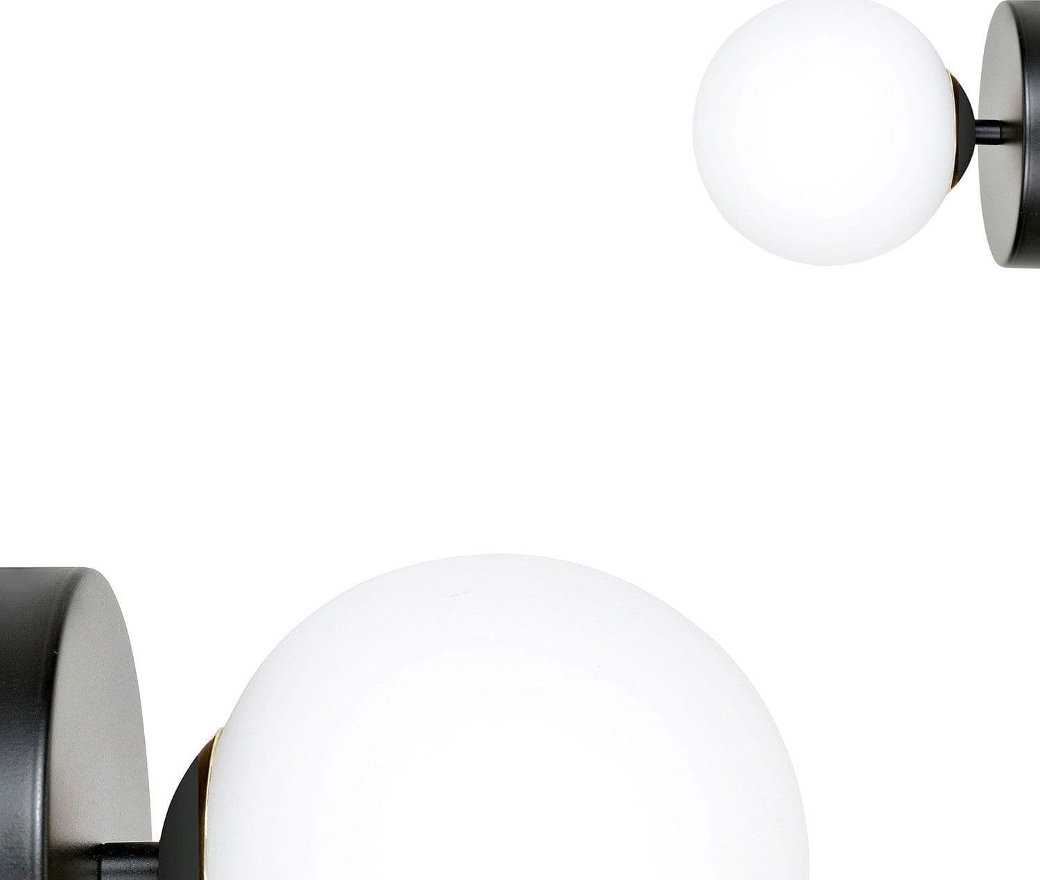 Applique A 1 Luce Floki In Acciaio Nero E Sfera In Vetro Bianco E Oro in Applique LuceArt - Montecorvino Pugliano, commercioVirtuoso.it
