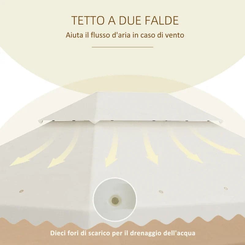 Ricambio Tettuccio per Gazebo 4x3mt Tetto a 2 Livelli in Poliestere Crema AntiUV in Gazebo Danyx - Casoria, commercioVirtuoso.it