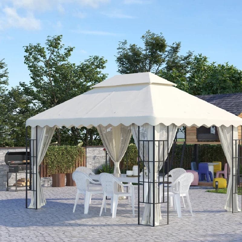 Ricambio Tettuccio per Gazebo 4x3mt Tetto a 2 Livelli in Poliestere Crema AntiUV in Gazebo Danyx - Casoria, commercioVirtuoso.it