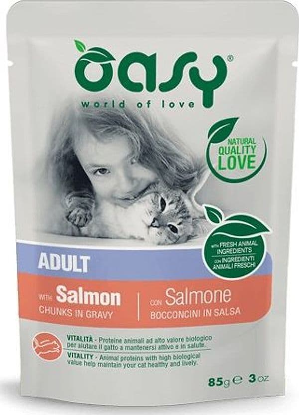 Oasy Adult Bocconcini in Salsa Gatti Salmone Busta 85gr