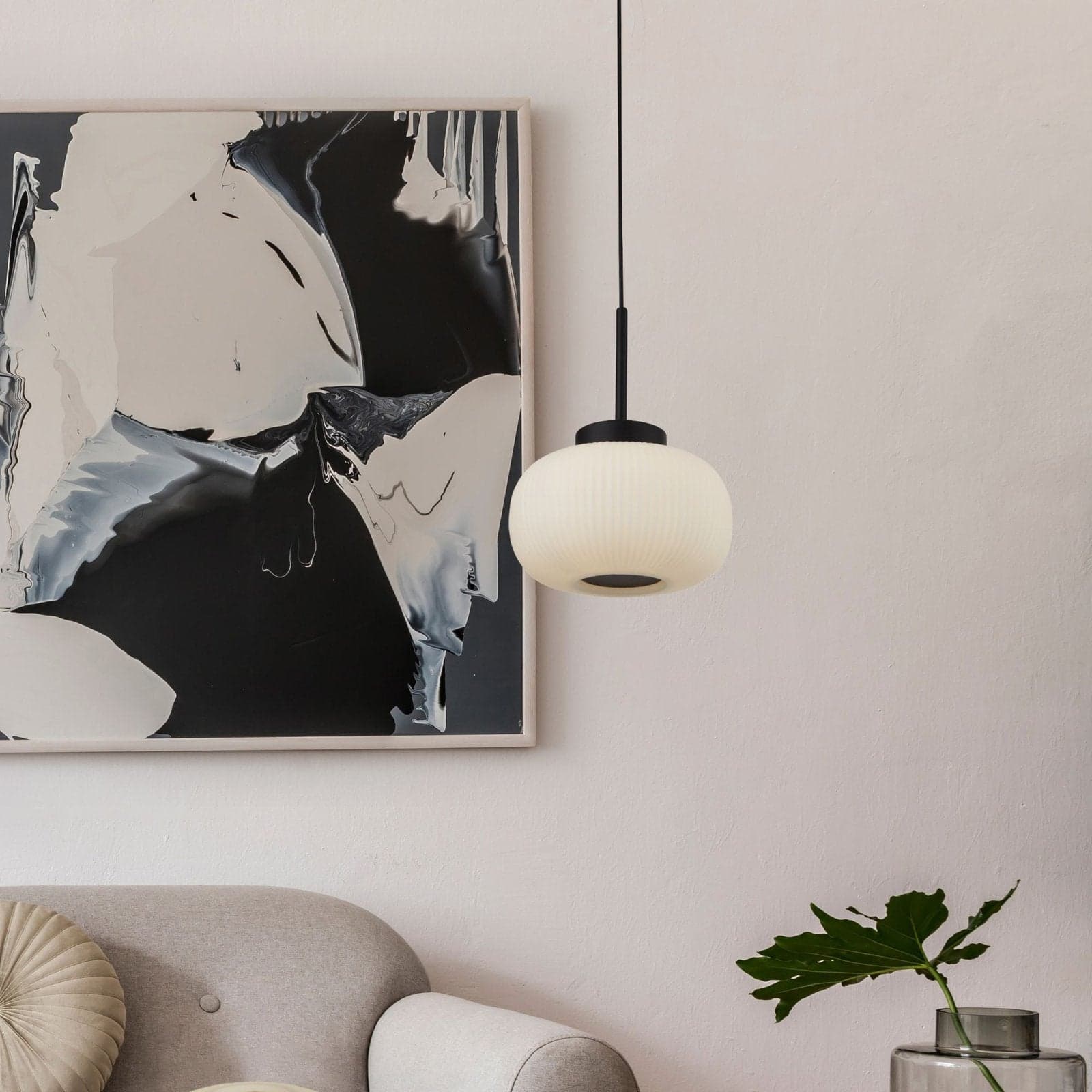 Sospensione Contemporanea Lumina Acciaio Bianco Vetro Nero 1 Luce E27 in Lampade a sospensione LuceArt - Montecorvino Pugliano, commercioVirtuoso.it