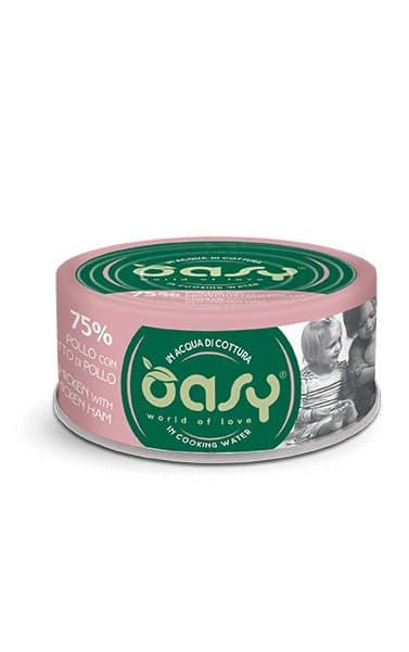 Oasy Adult Gatti More Love Pollo con Prosciutto di Pollo in Acqua di Cottura Scatoletta 70gr - 2