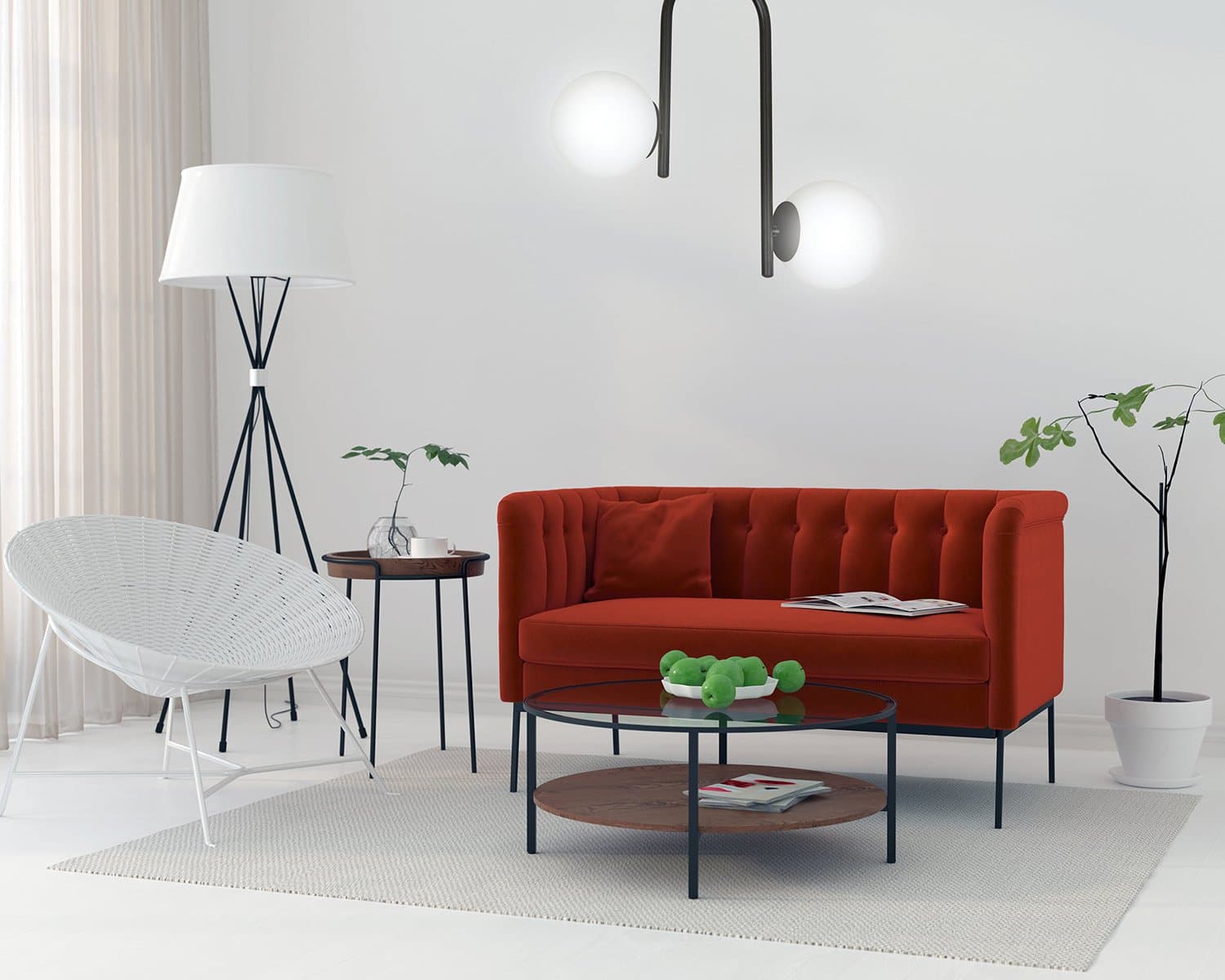 Lampadario 2 Luci Kalf In Acciaio Nero A Bracci E Sfere In Vetro Opalino in Lampade a sospensione LuceArt - Montecorvino Pugliano, commercioVirtuoso.it