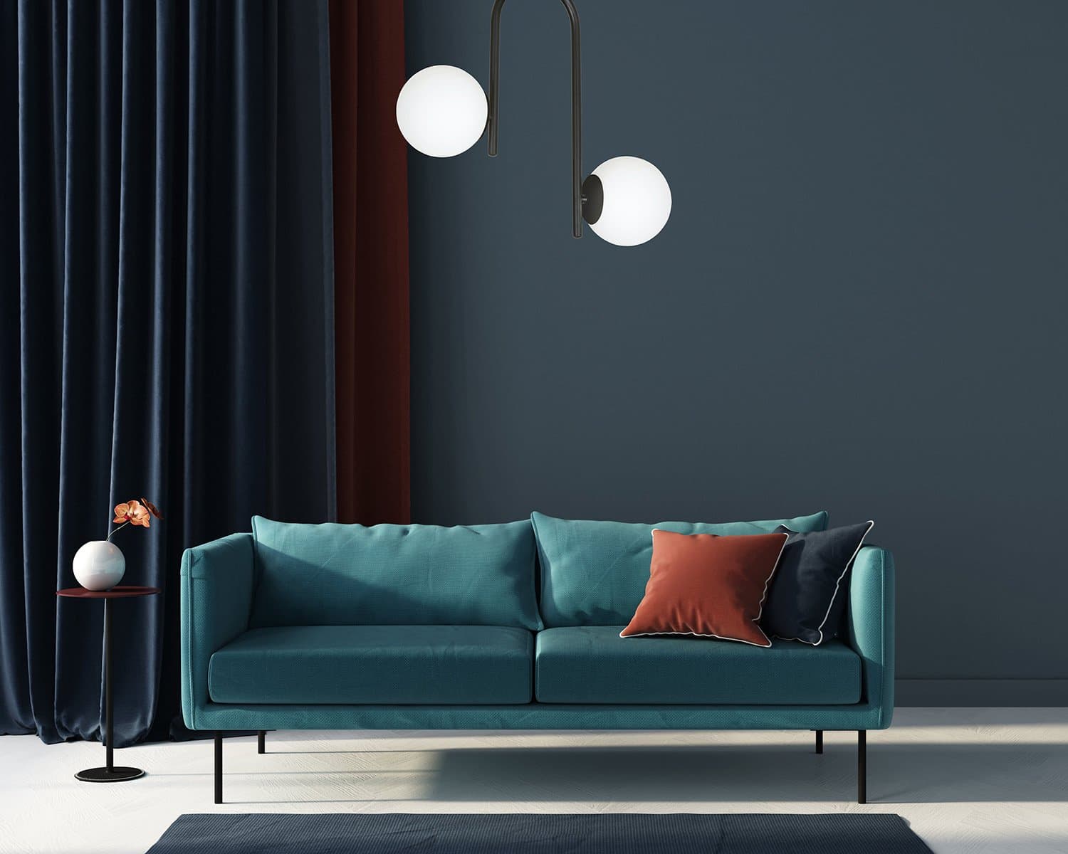 Lampadario 2 Luci Kalf In Acciaio Nero A Bracci E Sfere In Vetro Opalino in Lampade a sospensione LuceArt - Montecorvino Pugliano, commercioVirtuoso.it