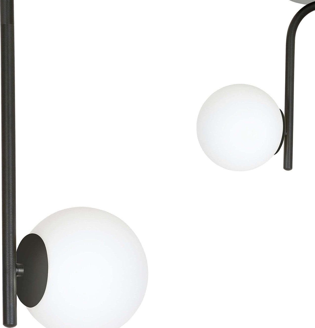 Lampadario 2 Luci Kalf In Acciaio Nero A Bracci E Sfere In Vetro Opalino in Lampade a sospensione LuceArt - Montecorvino Pugliano, commercioVirtuoso.it