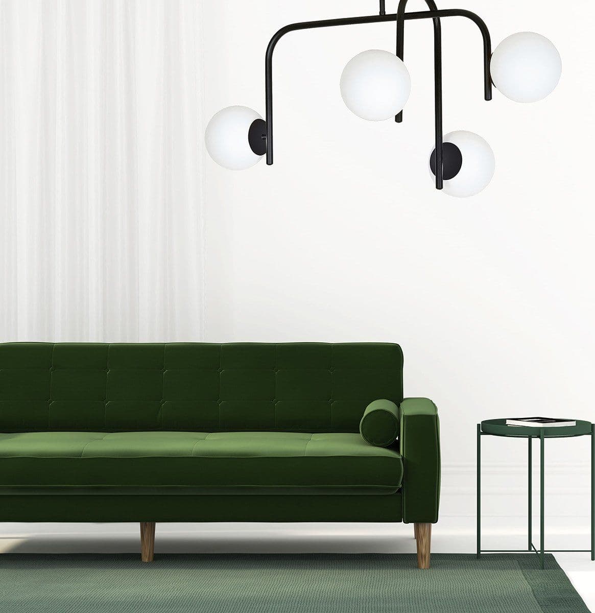 Lampadario 4 Luci Kalf In Acciaio Nero A Bracci E Sfere In Vetro Opalino in Lampade a sospensione LuceArt - Montecorvino Pugliano, commercioVirtuoso.it