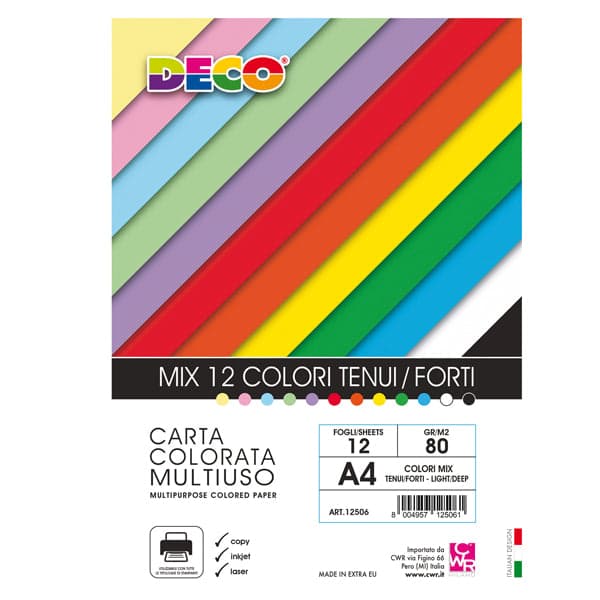 Busta 12Fg Deco Carta 80Gr A4 Colori Assortiti Deco
